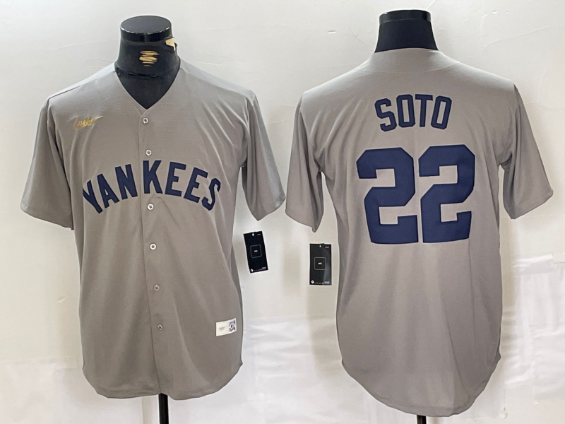 Men's New York Yankees Juan Soto #22 Gray Road Cooperstown Collection Jersey